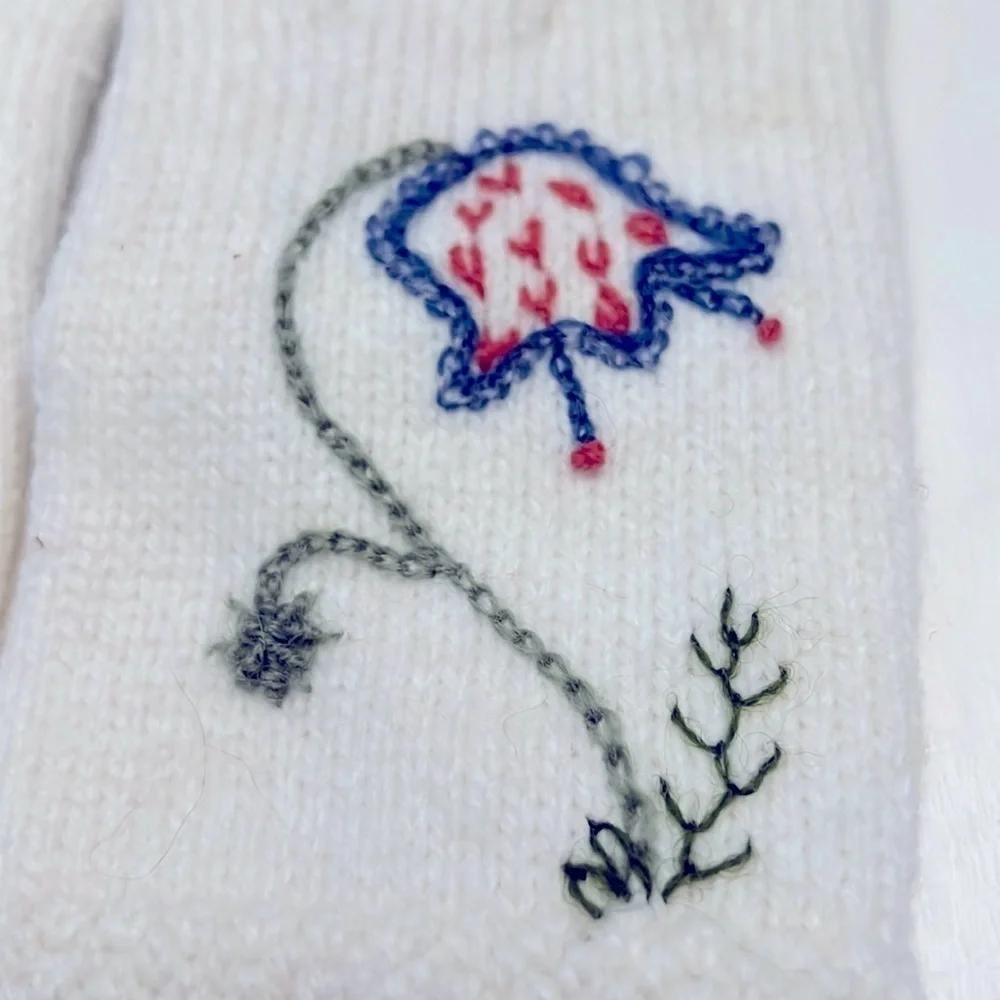 Vintage Women’s Knit Gloves with Vegan Leather Palms NOS